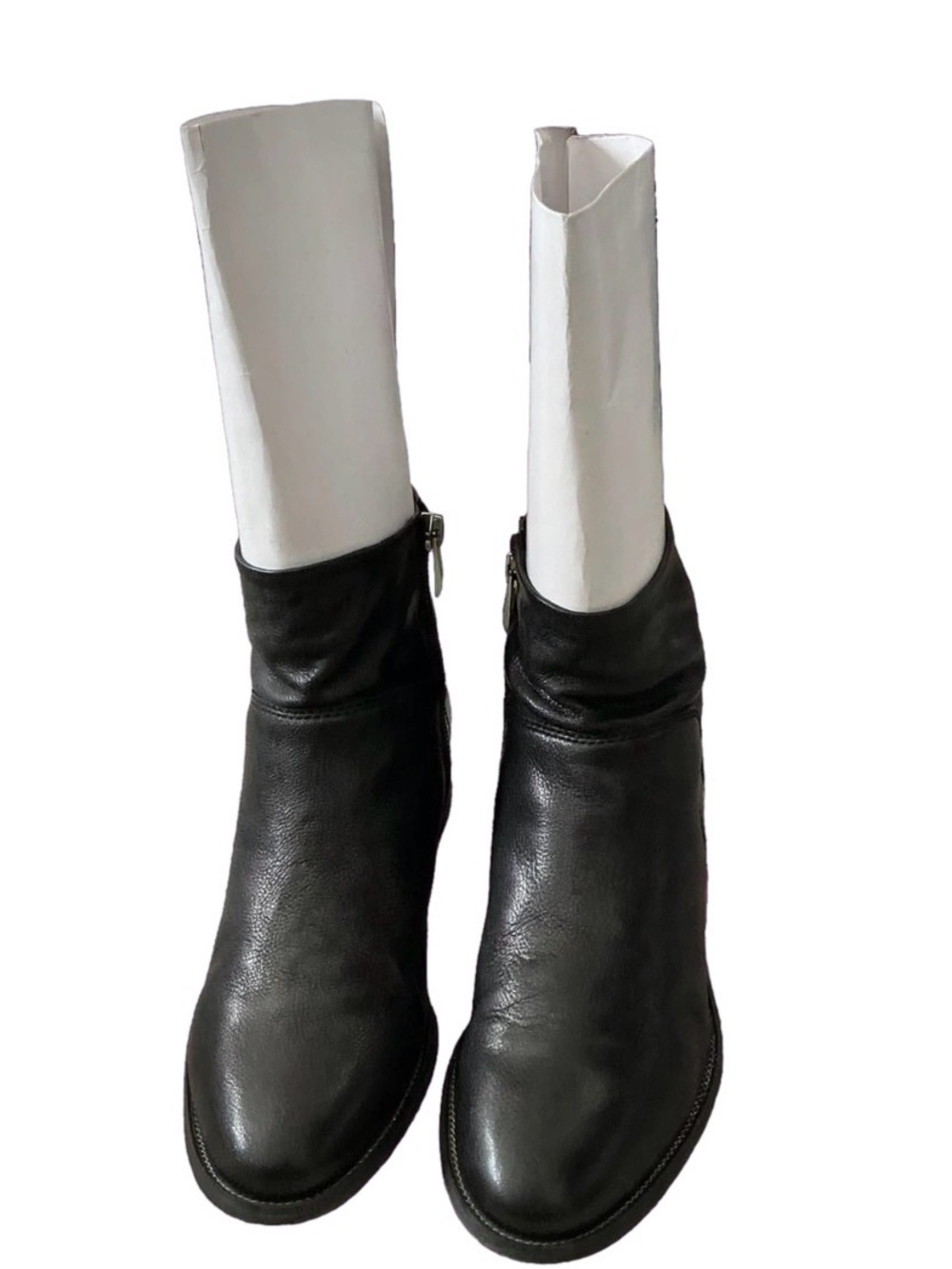 Franco Sarto Black Leather Heeled Ankle Boots